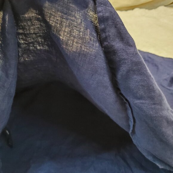 Isaac Mizarahi Navy Blue Linen Loose Casual Solid Relaxed Blouse Plus Size 1X - Picture 2 of 8